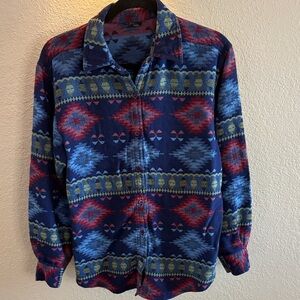 I.V.Y. Blue Green Red Aztec Tribal Button Up/Size large(see measurements-no tag)
